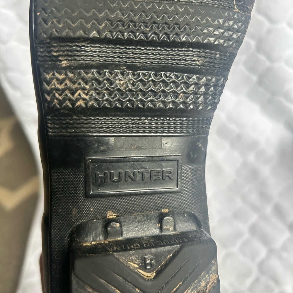 Hunter Black Tall Adjustable Calf Rain Boots Women’s Size 8 Glossy Outdoor - Picture 12 of 15